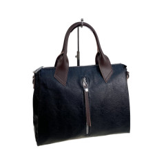 На фото 1 - Женская сумка из натуральной кожи, цвет  черный