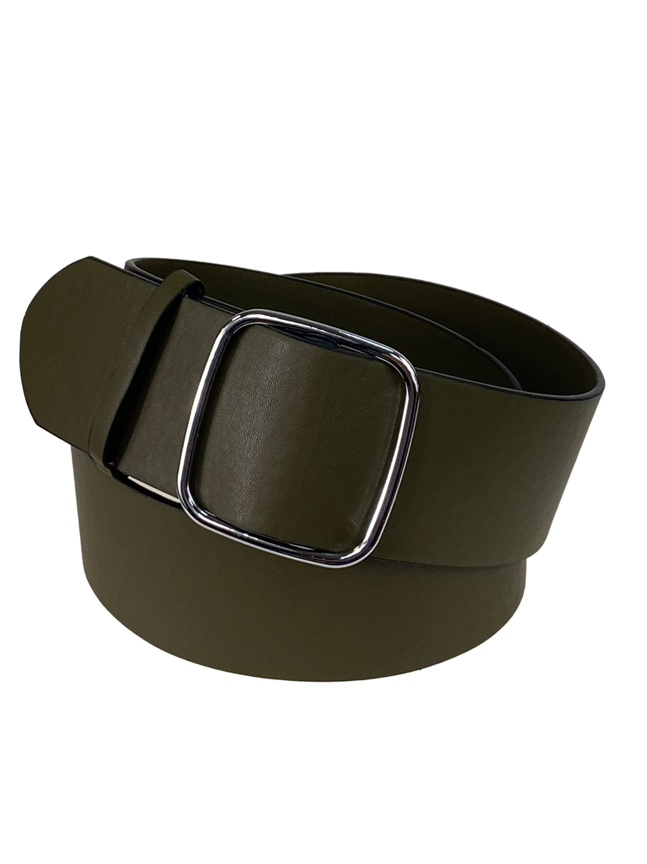 На фото 1 - Ремень женский широкий из искусственной кожи цвет зеленый