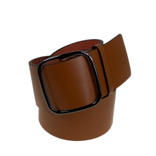 На фото 1 - Ремень женский широкий из искусственной кожи, цвет коричнево-рыжий