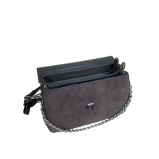 На фото 2 - Женская сумка из искусственной замши и искусственной кожи, цвет серый На фото 2 - Женская сумка из искусственной замши и искусственной кожи, цвет серый