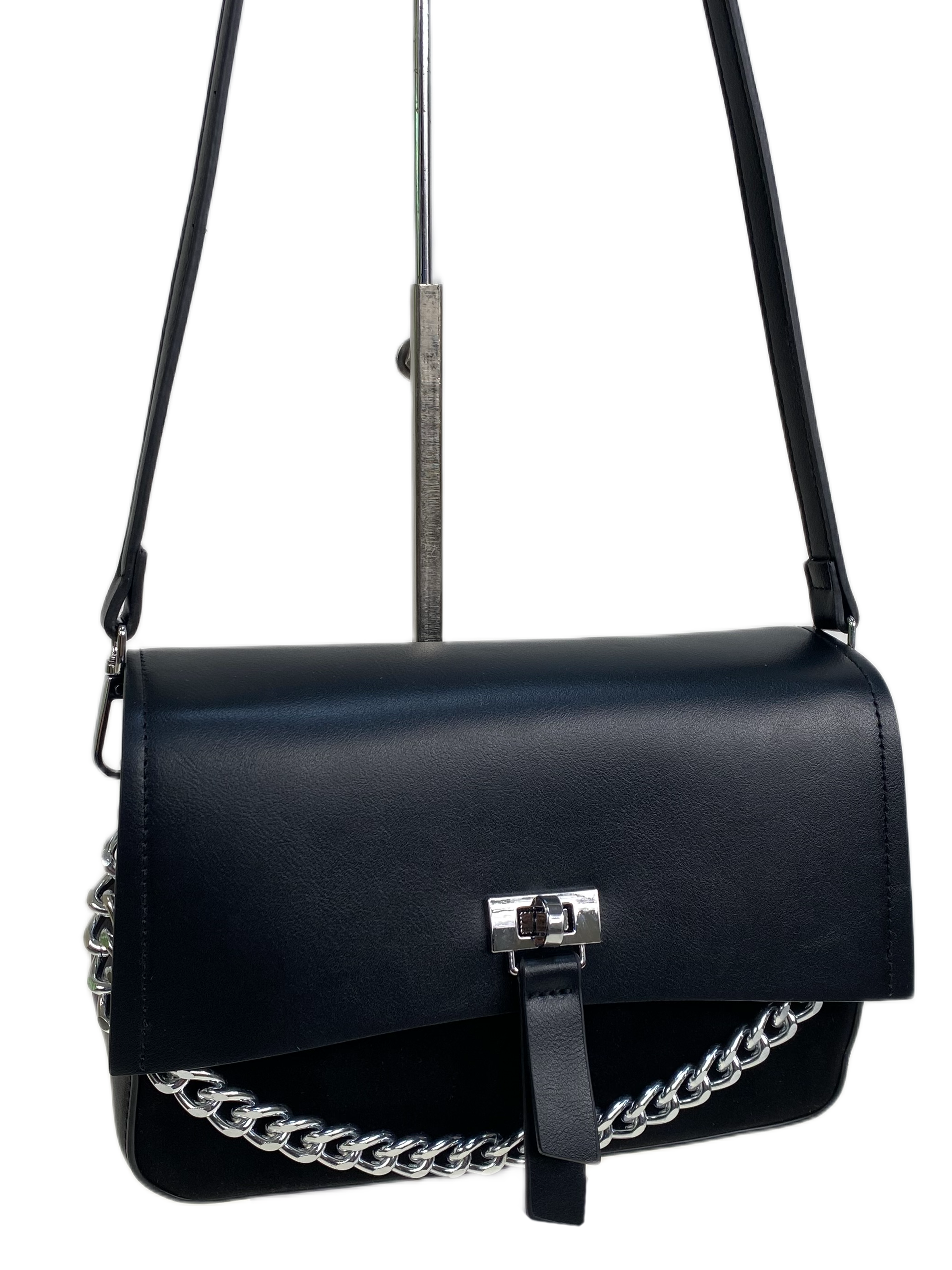 На фото 1 - Женская сумка из искусственной замши и искусственной кожи, цвет черный  На фото 1 - Женская сумка из искусственной замши и искусственной кожи, цвет черный