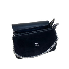 На фото 2 - Женская сумка из искусственной замши и искусственной кожи, цвет черный  На фото 2 - Женская сумка из искусственной замши и искусственной кожи, цвет черный