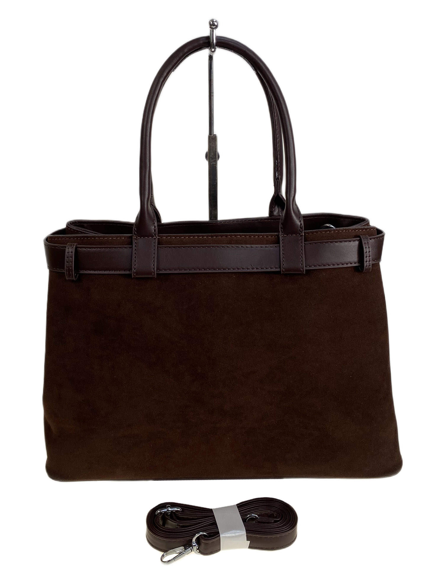 На фото 2 - Женская сумка из искусственной замши, цвет шоколад