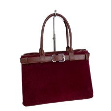 На фото 1 - Женская сумка из искусственной замши, цвет бордовый На фото 1 - Женская сумка из искусственной замши, цвет бордовый