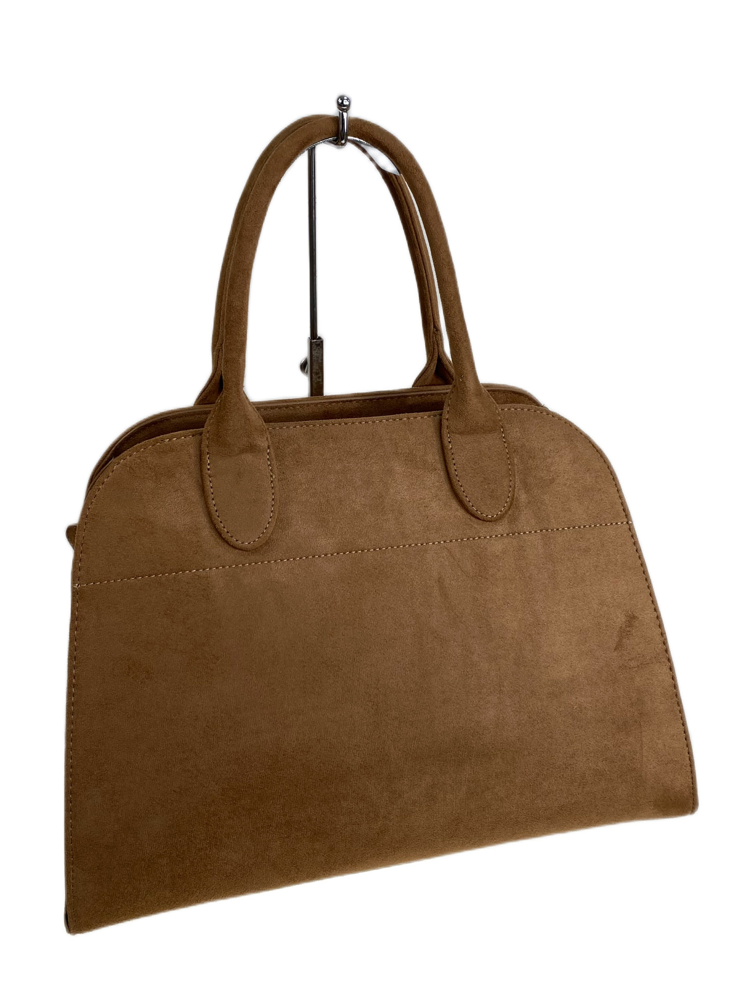 На фото 1 - Женская сумка из искусственной замши, цвет коричневый