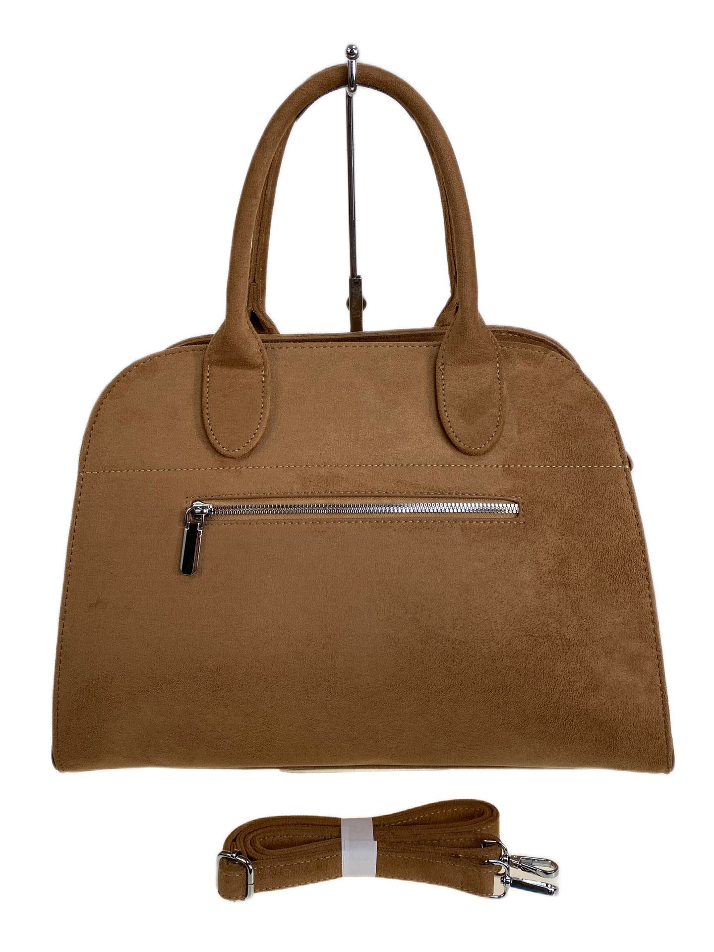 На фото 2 - Женская сумка из искусственной замши, цвет коричневый