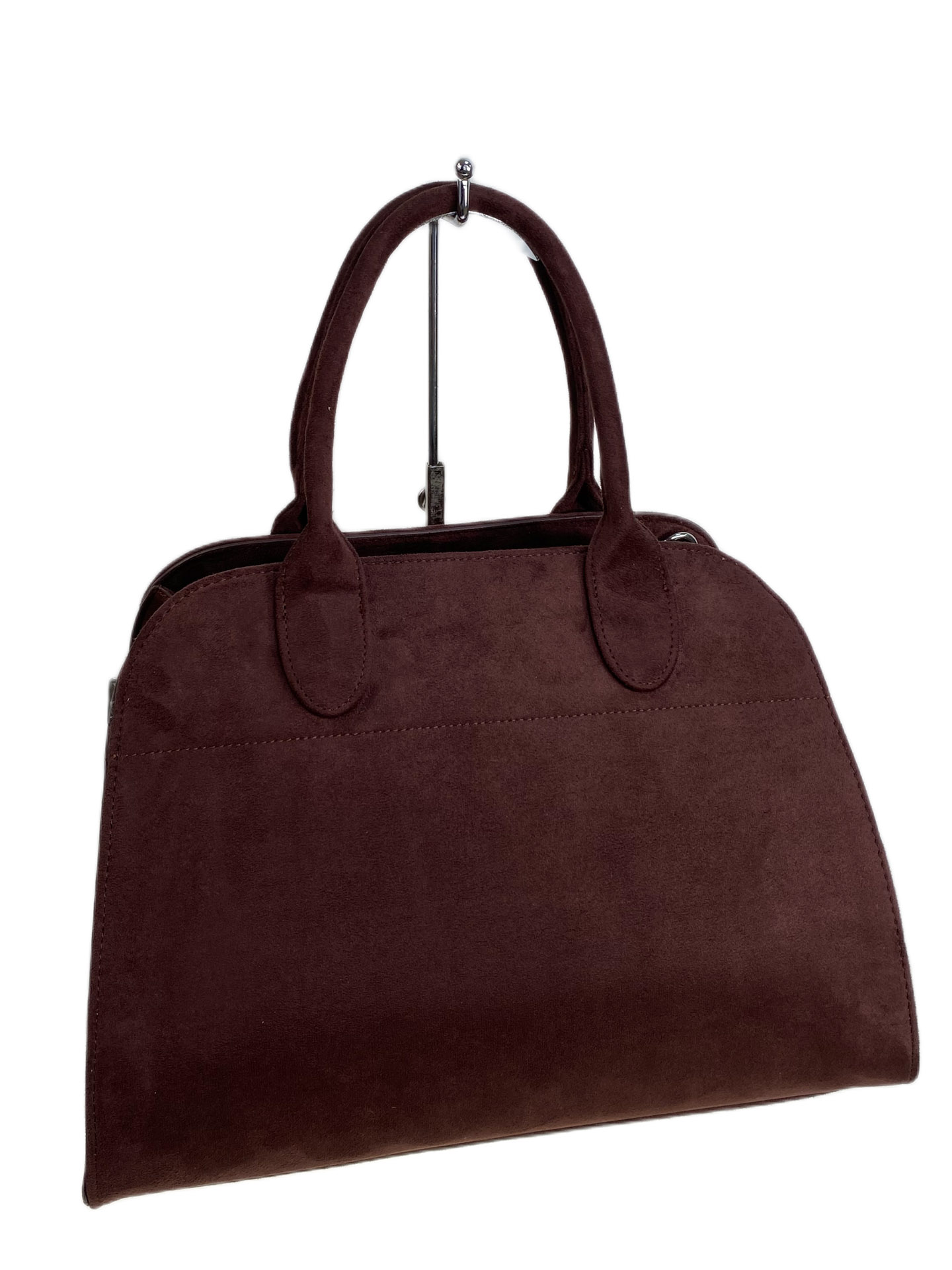 На фото 1 - Женская сумка из искусственной замши, цвет шоколад