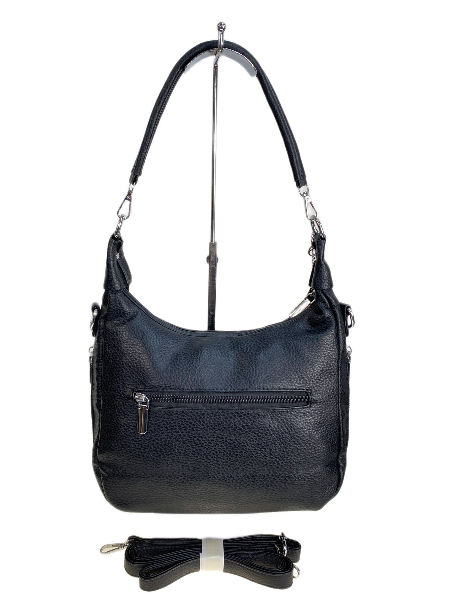 На фото 2 - Женская сумка из искусственной кожи и натуральной замши, цвет черный