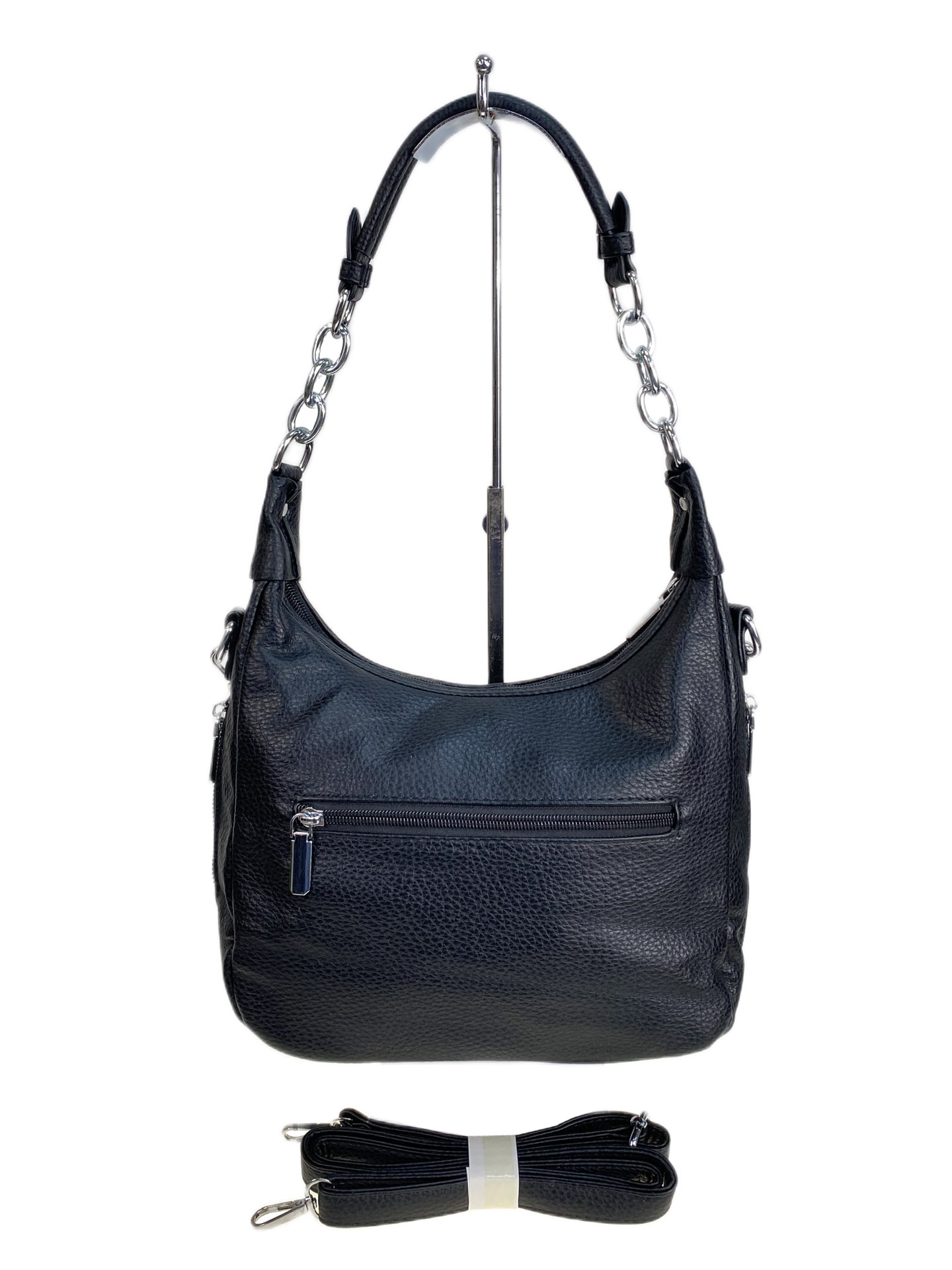 На фото 2 - Женская сумка из искусственной кожи и натуральной замши, цвет черный