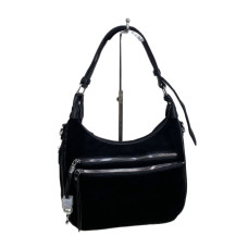 На фото 1 - Женская сумка из искусственной кожи и натуральной замши, цвет черный