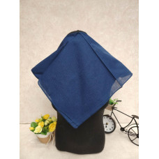 На фото 1 - Платок косынка на голову и шею, хлопок, цвет синий