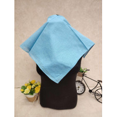 На фото 1 - Платок косынка на голову и шею, хлопок, цвет голубой