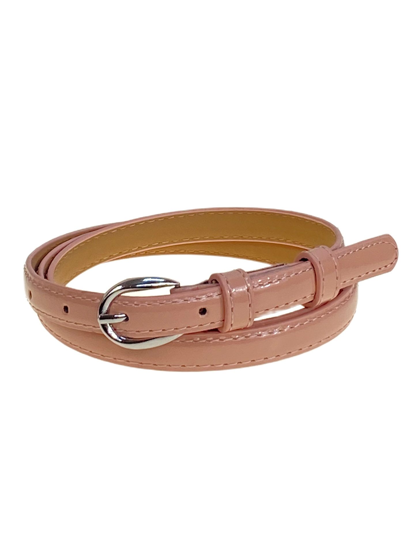 На фото 1 -  Ремень женский из лакированной искусственной кожи, цвет пудра