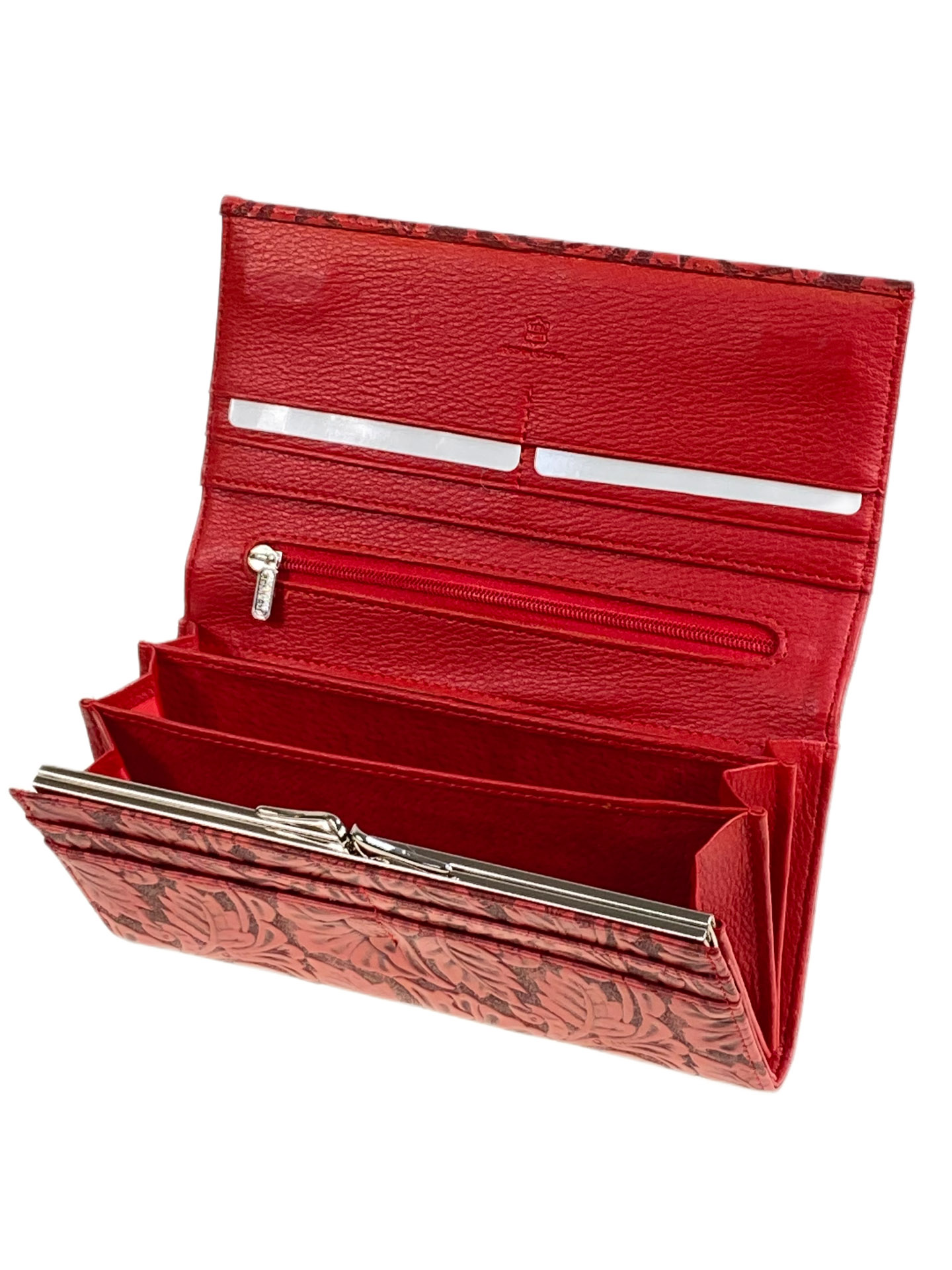 На фото 2 - Женский кошелёк  из натуральной кожи, цвет красный На фото 2 - Женский кошелёк  из натуральной кожи, цвет красный