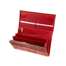 На фото 2 - Женский кошелёк  из натуральной кожи, цвет красный На фото 2 - Женский кошелёк  из натуральной кожи, цвет красный