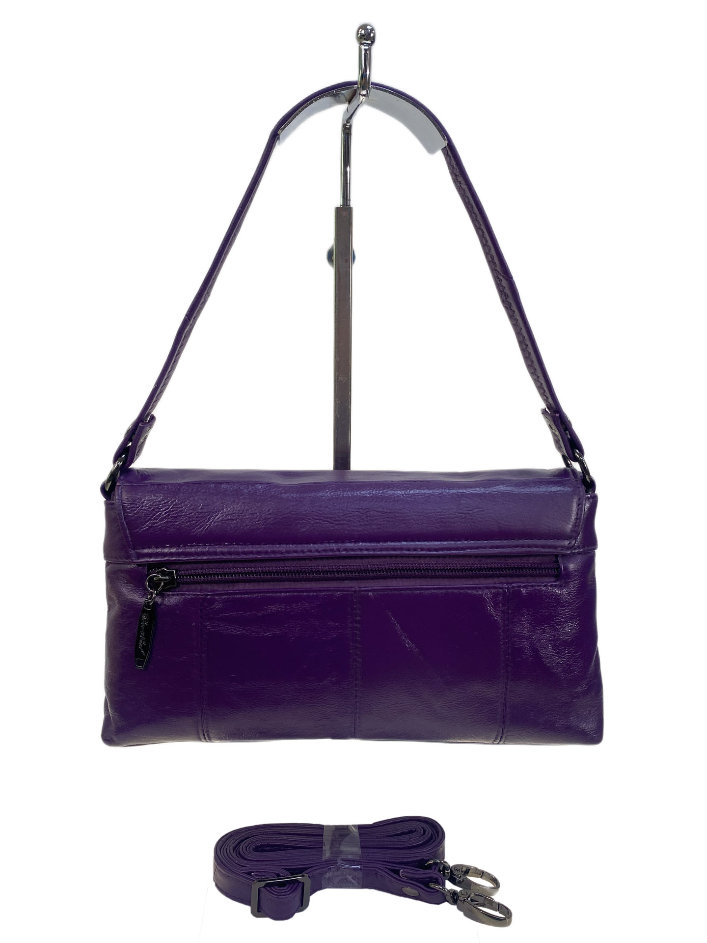 На фото 2 - Женская сумка из натуральной кожи, цвет фиолетовый На фото 2 - Женская сумка из натуральной кожи, цвет фиолетовый