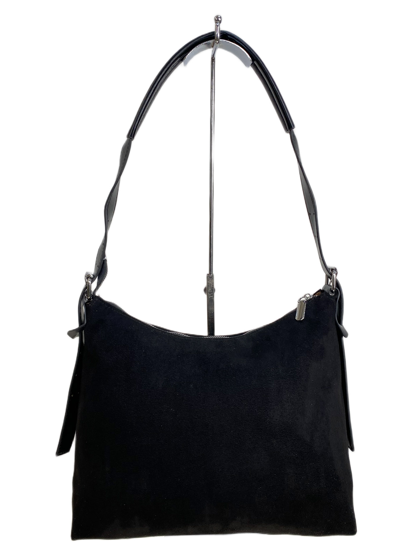 На фото 1 - Женская сумка из искусственной замши, цвет черный