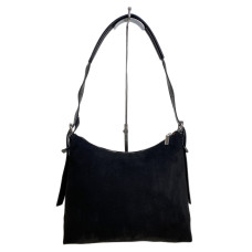 На фото 1 - Женская сумка из искусственной замши, цвет черный