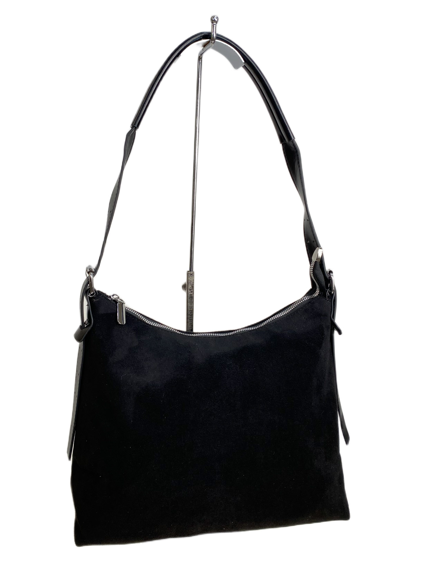 На фото 2 - Женская сумка из искусственной замши, цвет черный