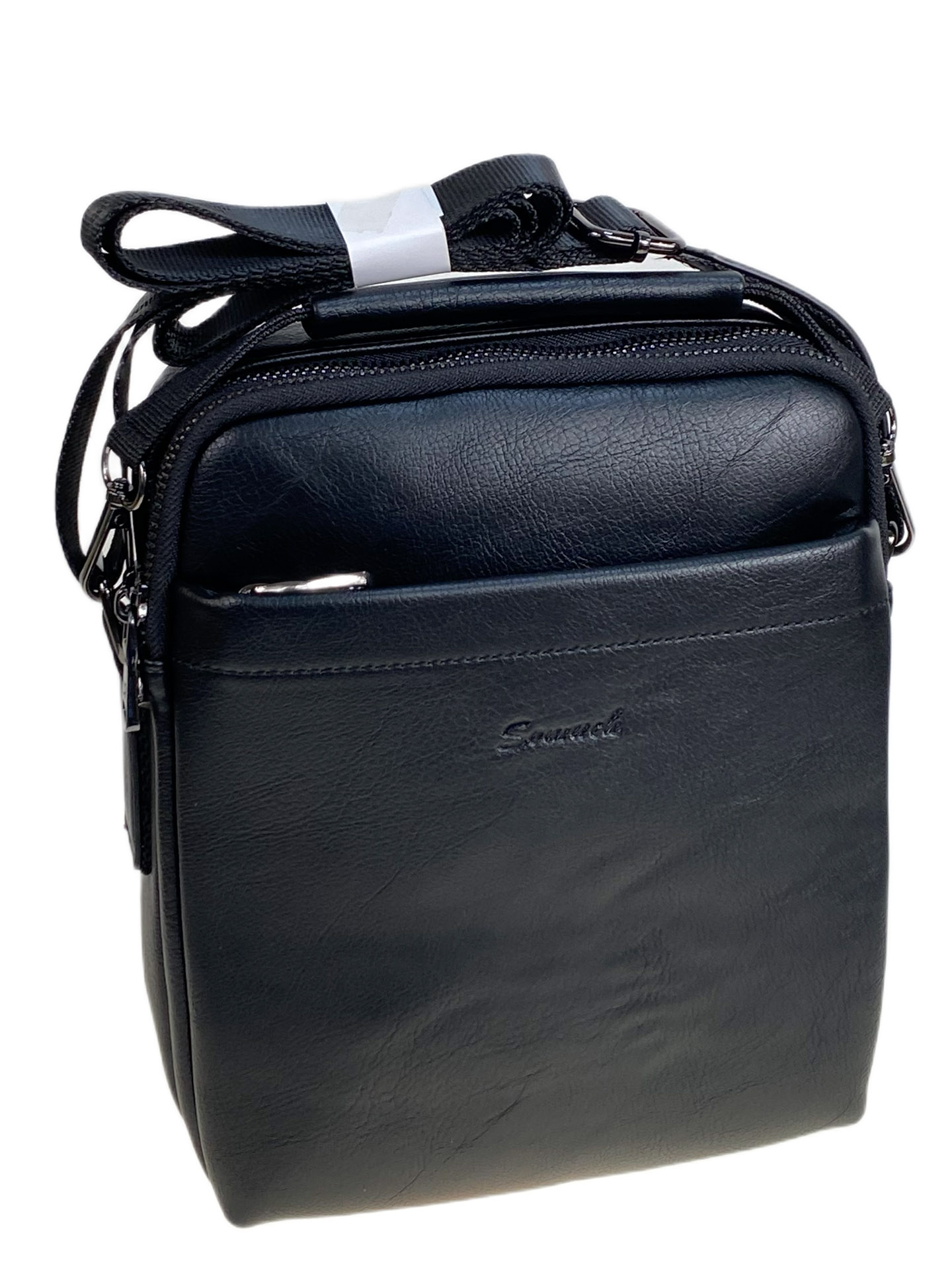 На фото 1 - Сумка мужская из натуральной кожи, цвет черный На фото 1 - Сумка мужская из натуральной кожи, цвет черный