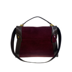На фото 2 - Женская сумка из натуральной замши и кожи, цвет бордовый с коричневым