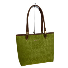 На фото 1 - Женская сумка из искусственной замши, цвет зеленый На фото 1 - Женская сумка из искусственной замши, цвет зеленый