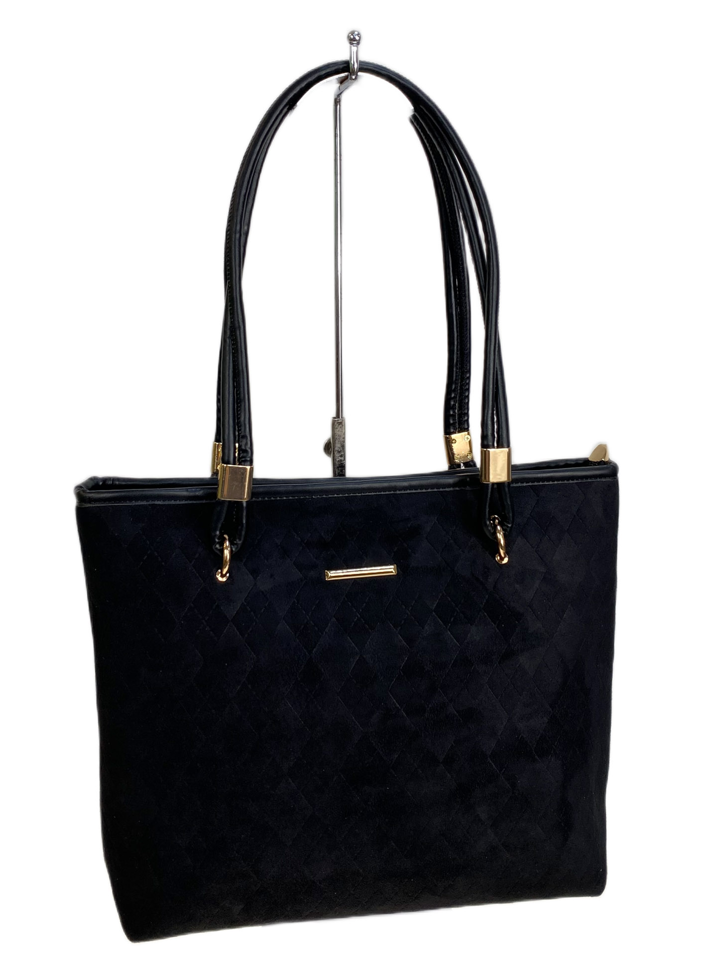 На фото 1 - Женская сумка из искусственной замши, цвет черный На фото 1 - Женская сумка из искусственной замши, цвет черный