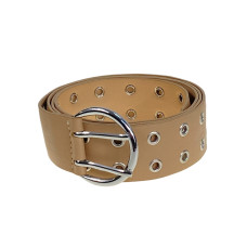 На фото 1 -  Ремень женский с люверсами из искусственной кожи, цвет  светло коричневый