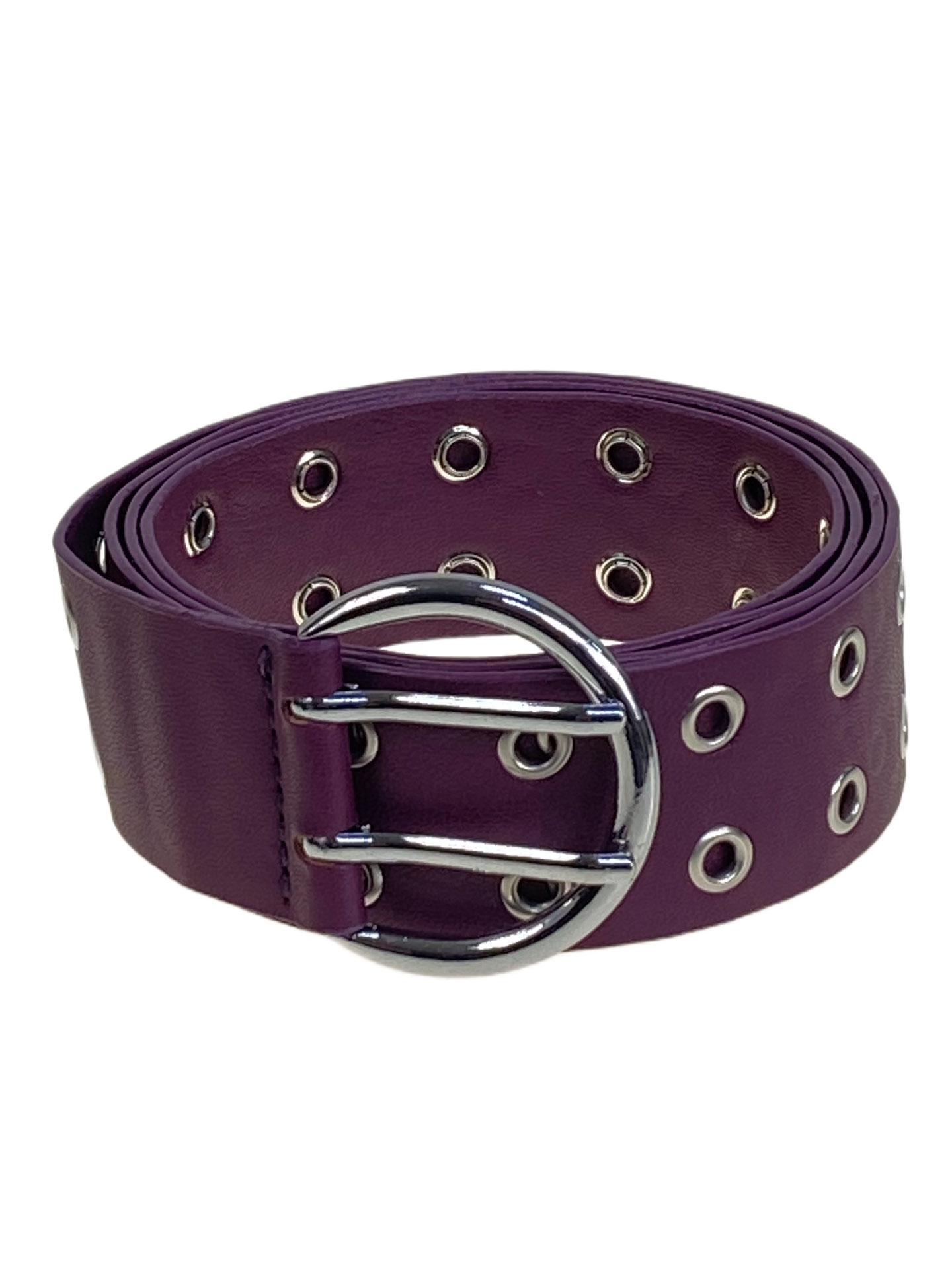 На фото 1 -  Ремень женский с люверсами из искусственной кожи, цвет  фиолетовый