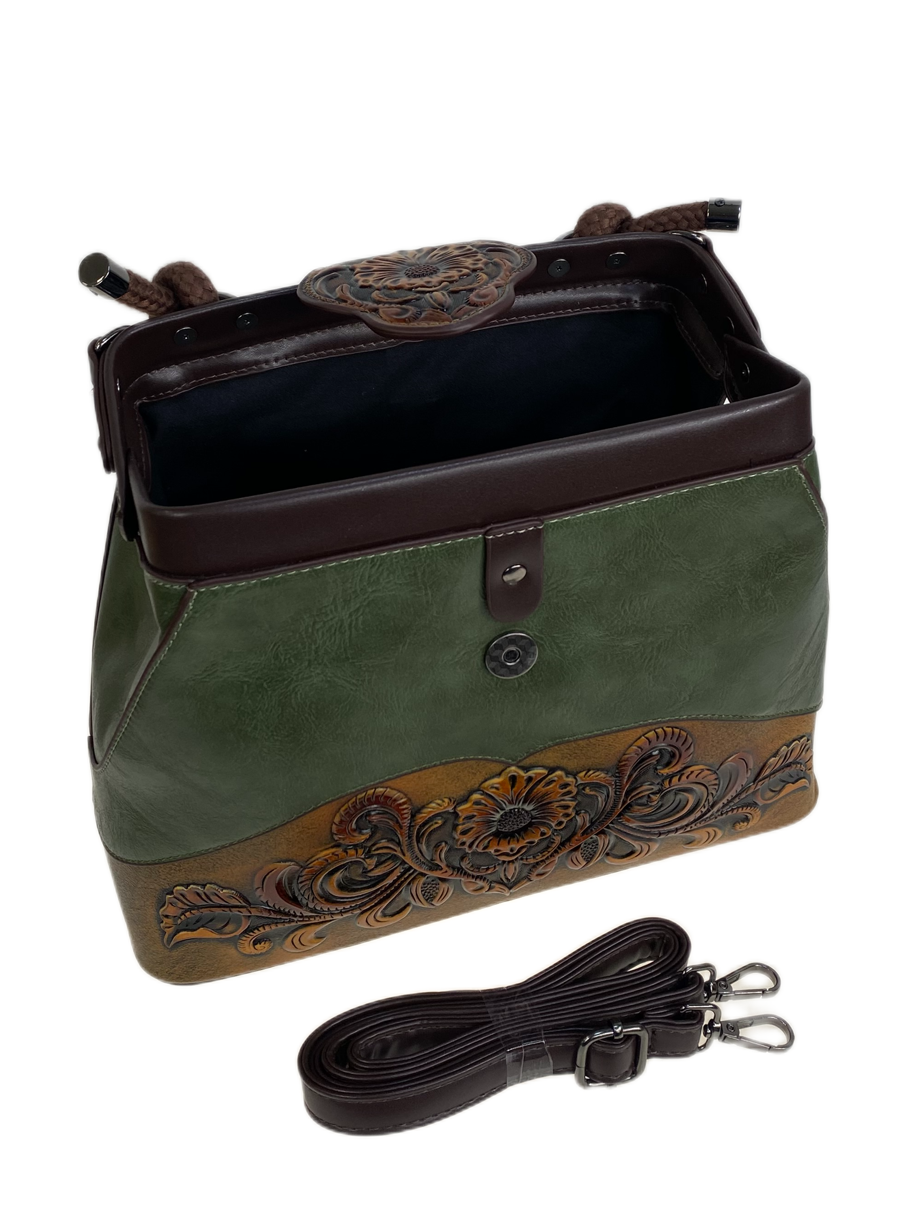 На фото 2 - Женская сумка из искусственной кожи, цвет зеленый На фото 2 - Женская сумка из искусственной кожи, цвет зеленый