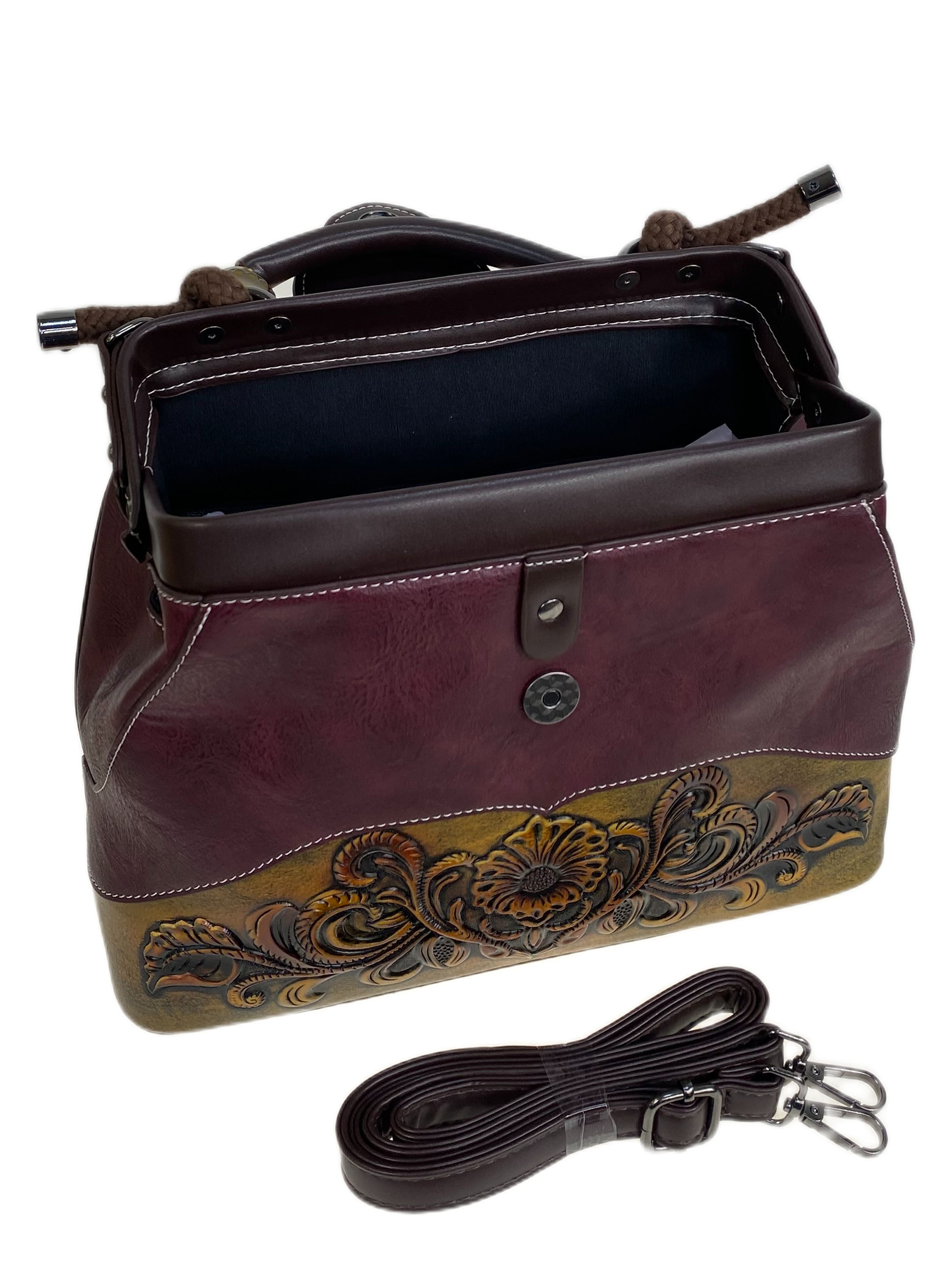 На фото 2 - Женская сумка из искусственной кожи, цвет бордовый На фото 2 - Женская сумка из искусственной кожи, цвет бордовый