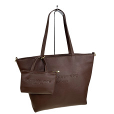 На фото 1 - Женская сумка из искусственной кожи, цвет шоколад