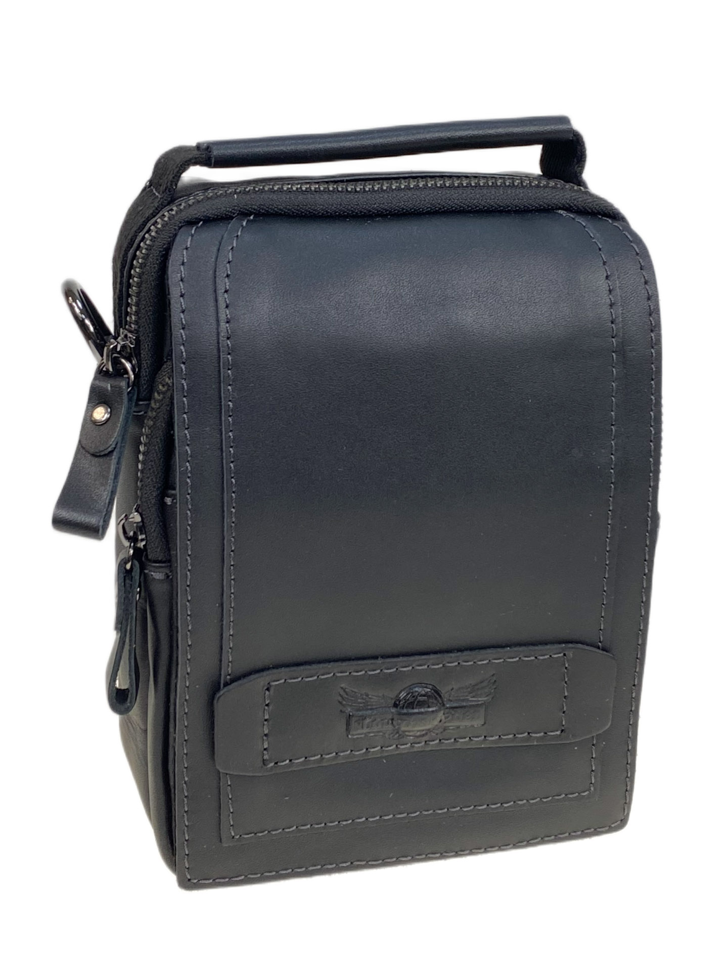 На фото 1 - Сумка мужская из натуральной кожи, цвет черный На фото 1 - Сумка мужская из натуральной кожи, цвет черный