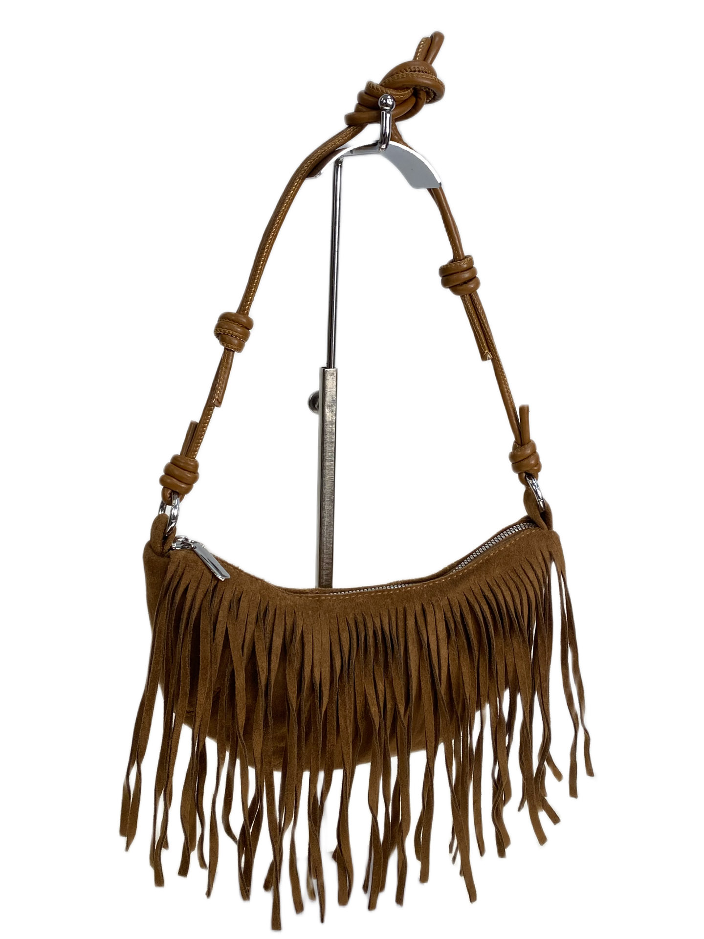 На фото 1 - Женская сумка из искусственной замши, цвет коричневый