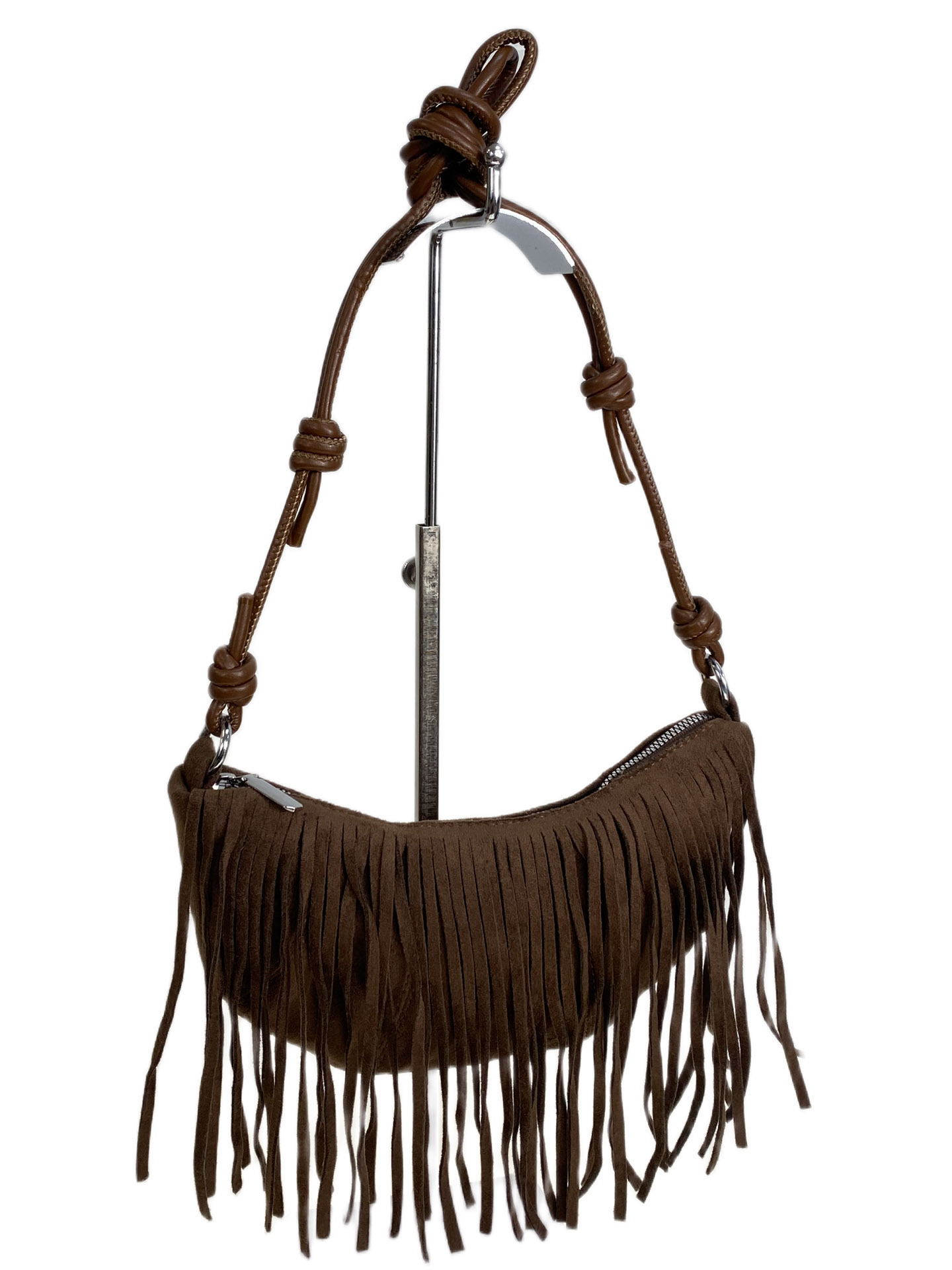 На фото 1 - Женская сумка из искусственной замши, цвет шоколад