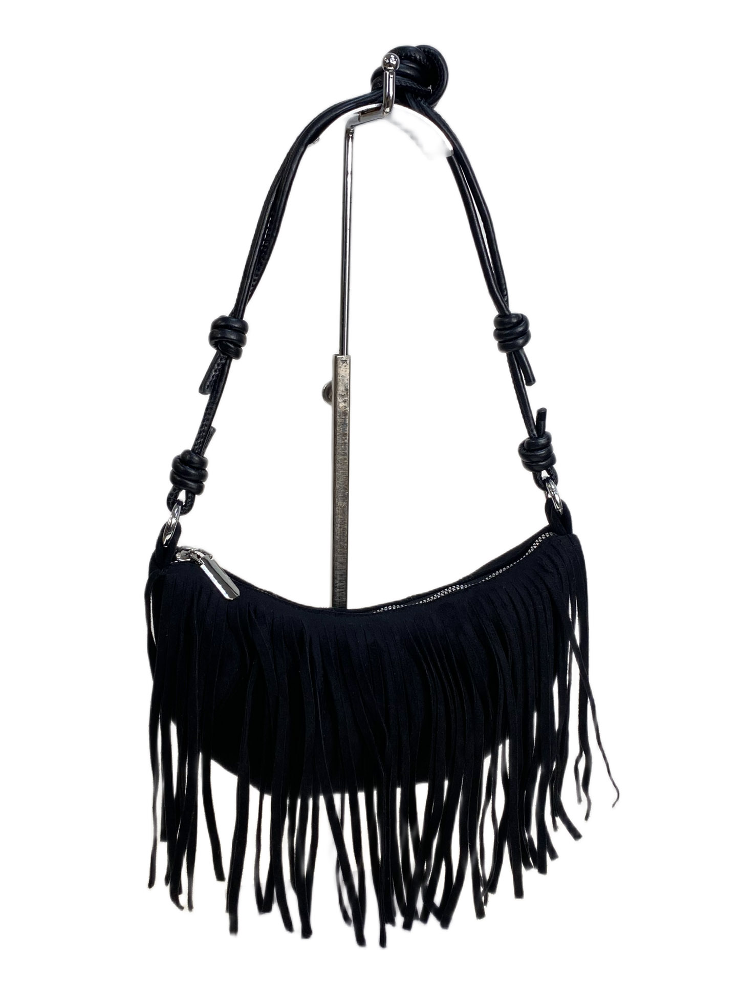 На фото 1 - Женская сумка из искусственной замши, цвет черный