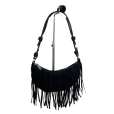 На фото 1 - Женская сумка из искусственной замши, цвет черный На фото 1 - Женская сумка из искусственной замши, цвет черный