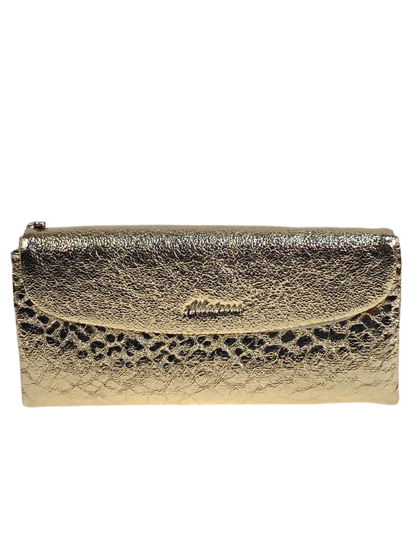 На фото 1 -  Женский кошелёк из натуральной кожи, цвет золото