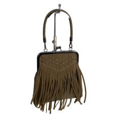 На фото 1 - Женская сумка из искусственной кожи и замши, цвет хаки