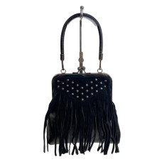 На фото 1 - Женская сумка из искусственной кожи и замши, цвет черный