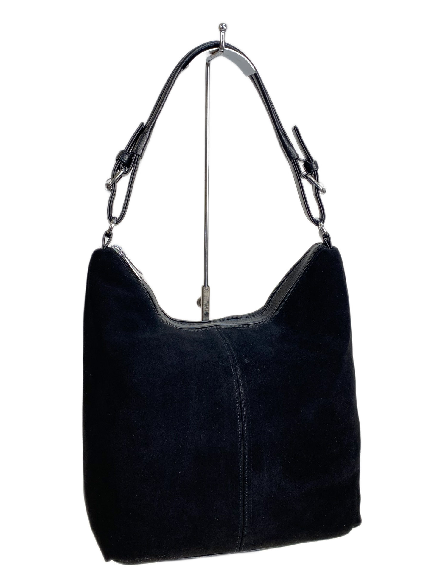 На фото 1 - Женская сумка из искусственной кожи и натуральной замши, цвет синий