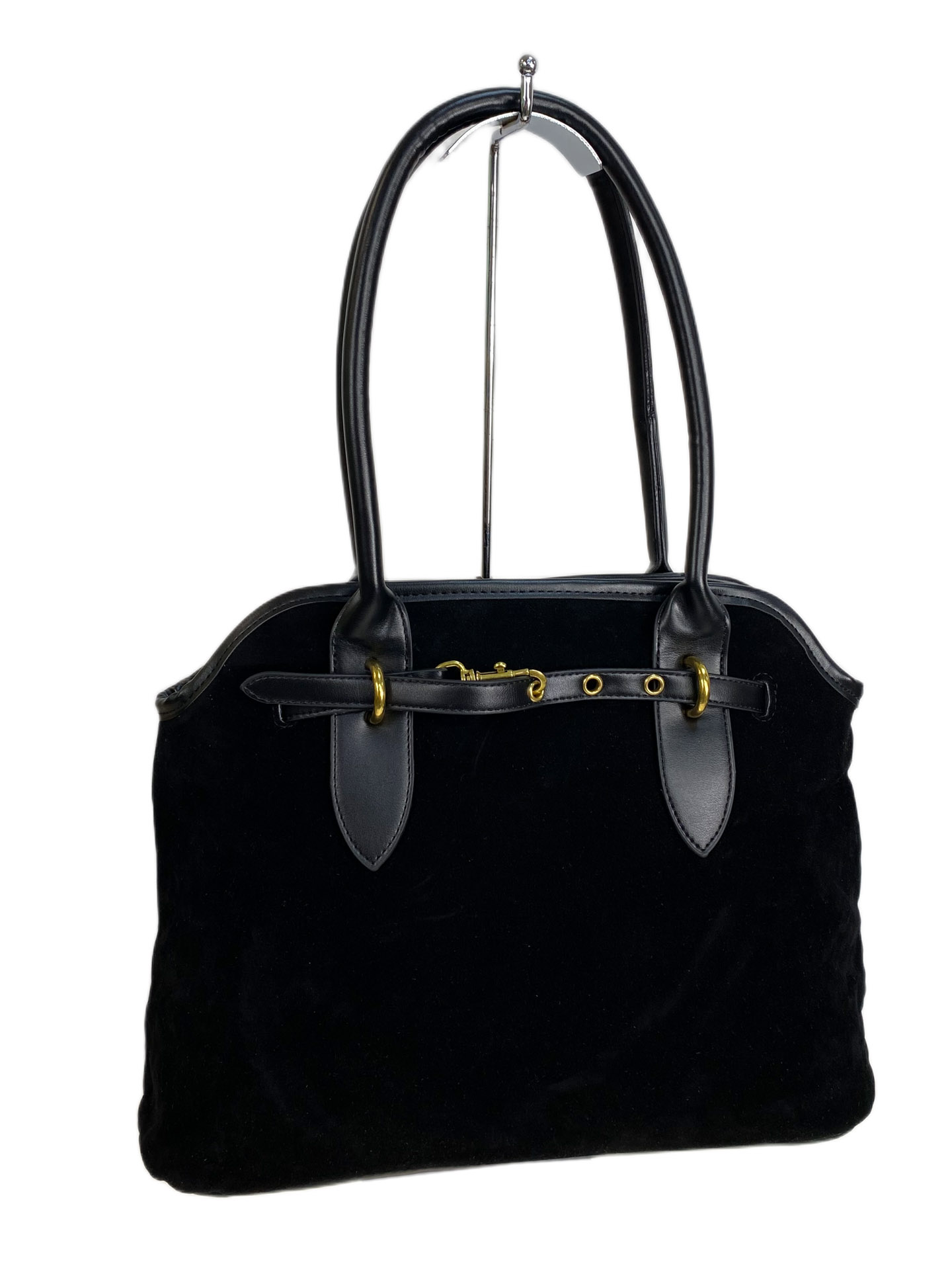 На фото 1 - Женская сумка из искусственной замши, цвет черный На фото 1 - Женская сумка из искусственной замши, цвет черный