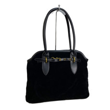 На фото 1 - Женская сумка из искусственной замши, цвет черный На фото 1 - Женская сумка из искусственной замши, цвет черный