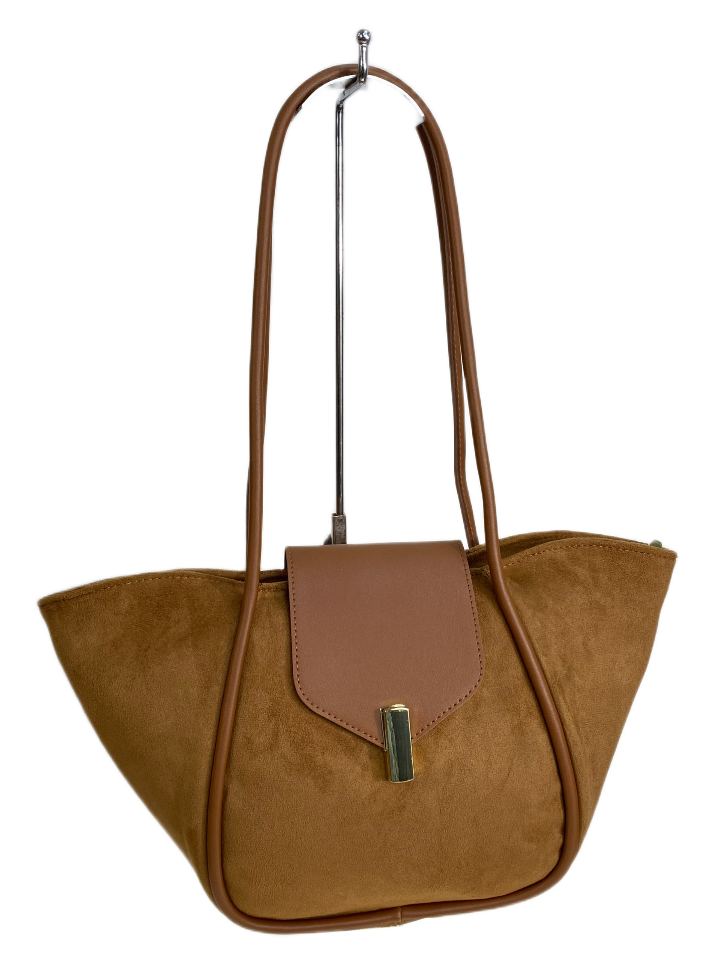 На фото 2 - Женская сумка из искусственной замши, цвет рыже-коричневый