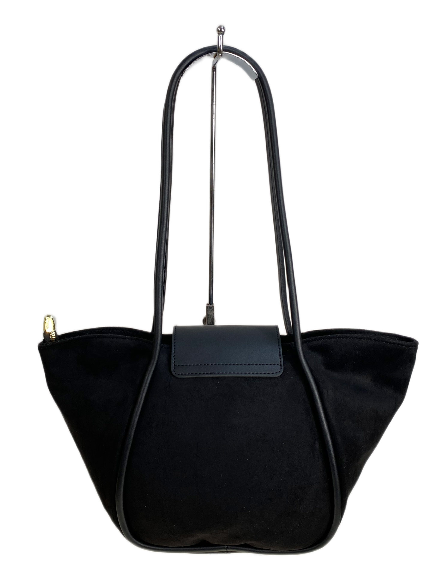 На фото 1 - Женская сумка из искусственной замши, цвет черный