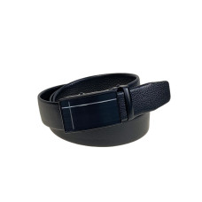 На фото 1 -  Ремень мужской с автоматической пряжкой из искусственной кожи, цвет черный