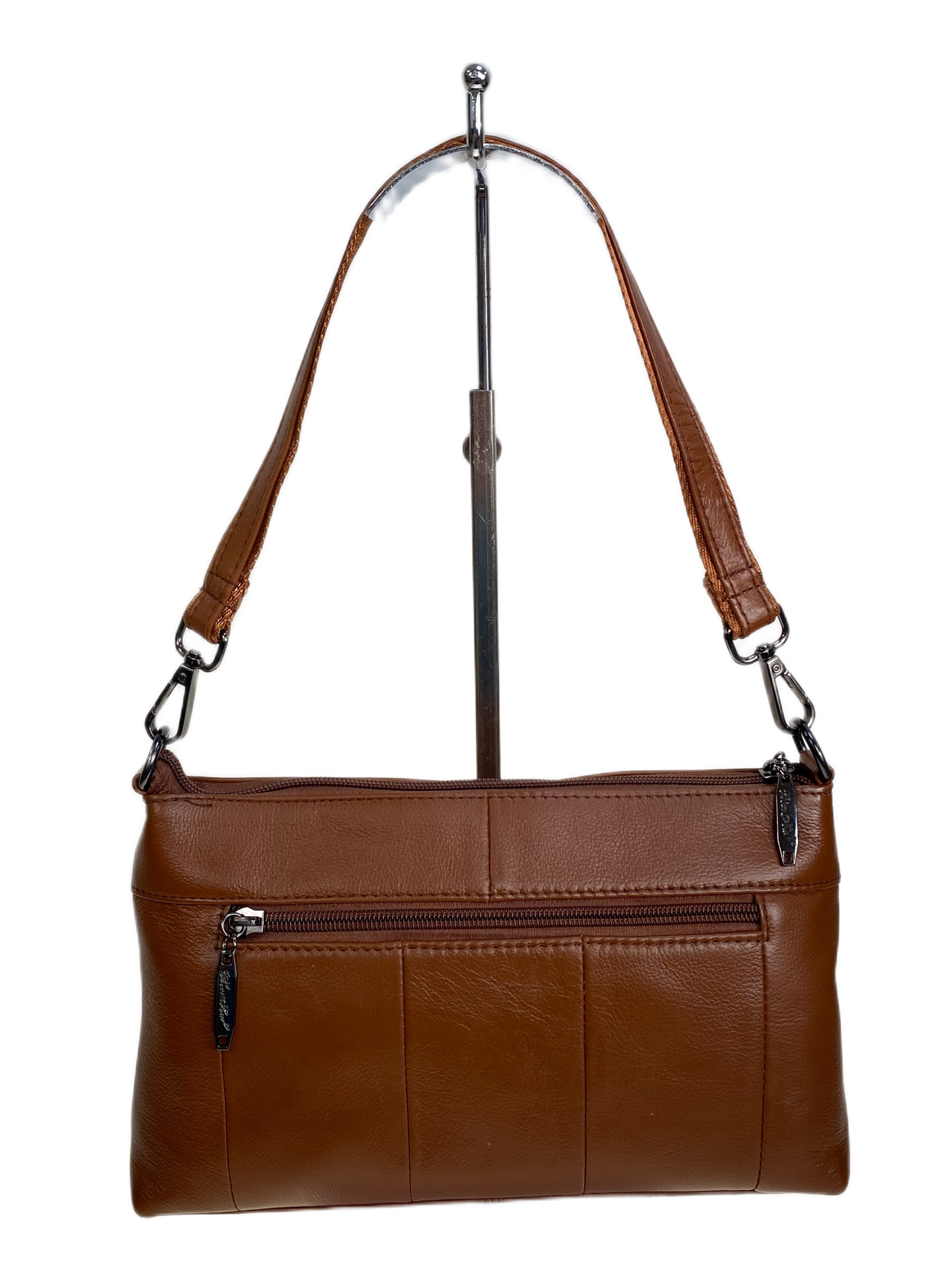 На фото 2 - Женская сумка из натуральной кожи, цвет  рыжий