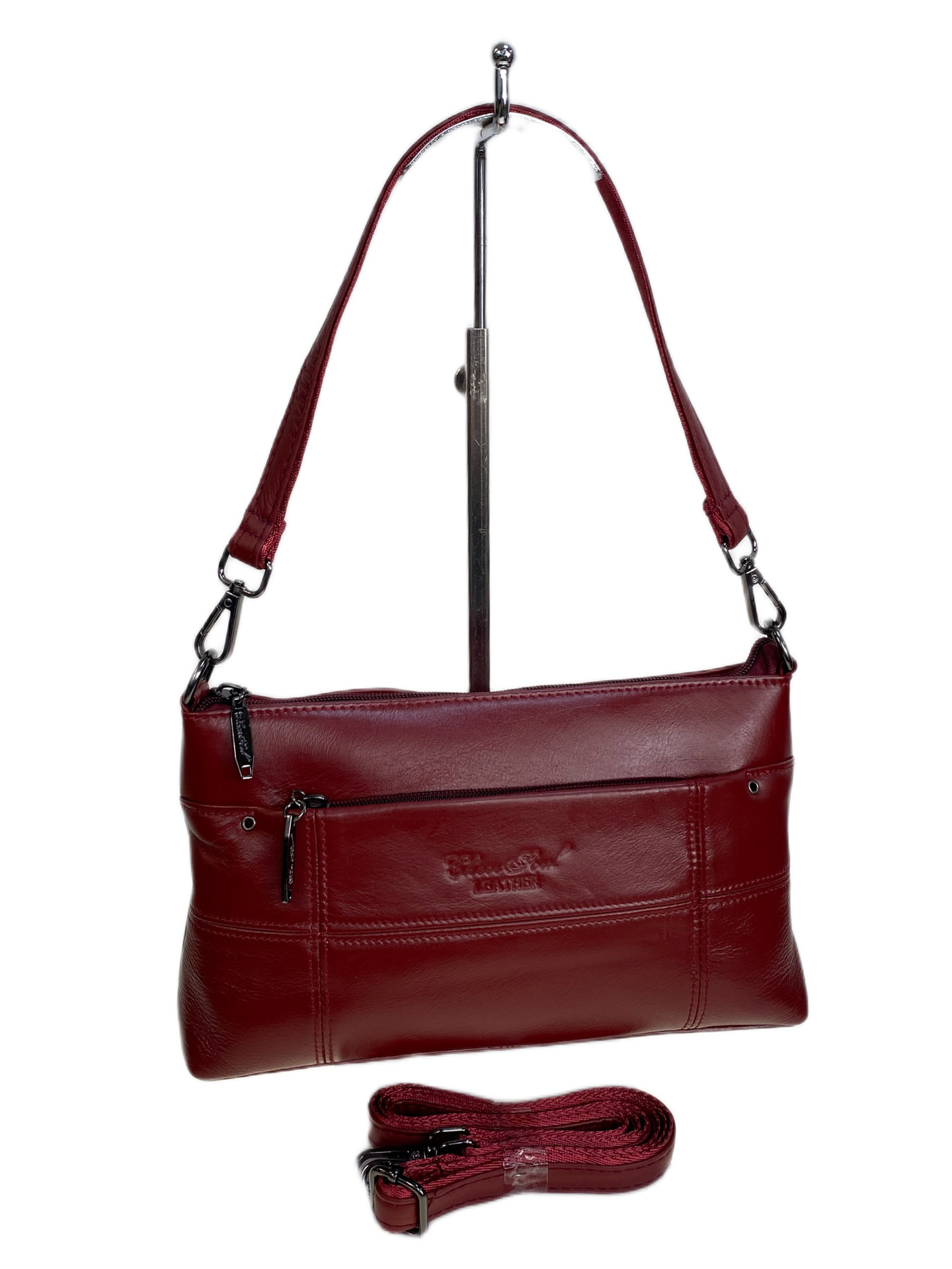 На фото 1 - Женская сумка из натуральной кожи, цвет бордовый На фото 1 - Женская сумка из натуральной кожи, цвет бордовый