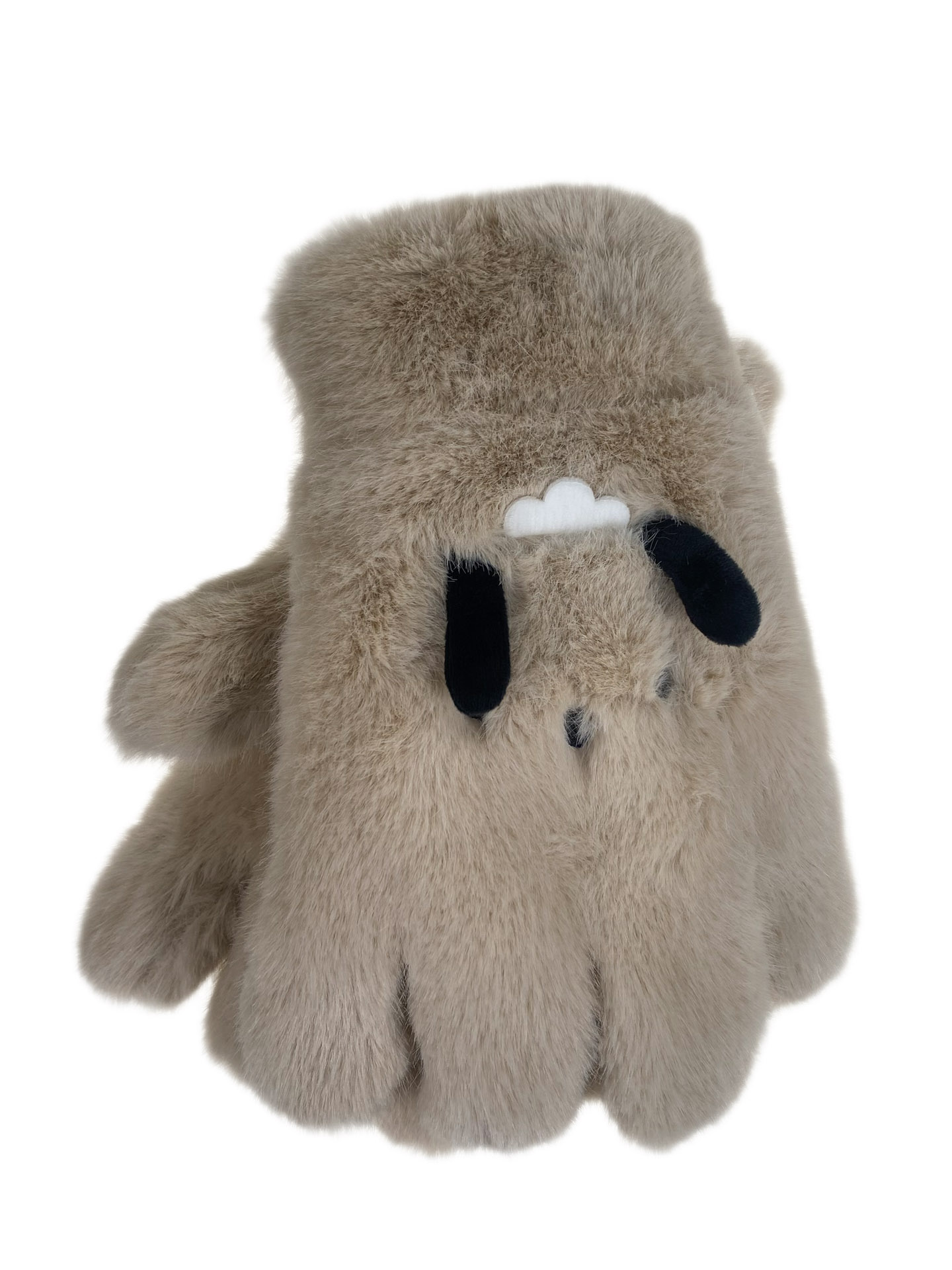 На фото 1 - Тёплые подростковые перчатки, цвет бежевый На фото 1 - Тёплые подростковые перчатки, цвет бежевый