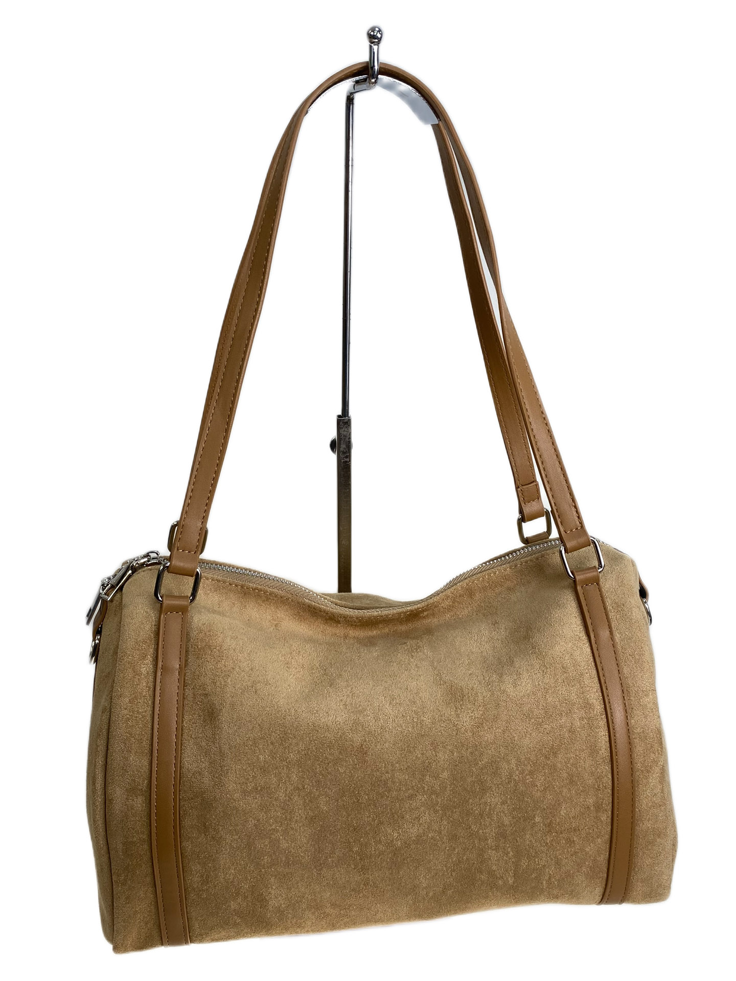 На фото 1 - Женская сумка из искусственной замши, цвет коричневый На фото 1 - Женская сумка из искусственной замши, цвет коричневый